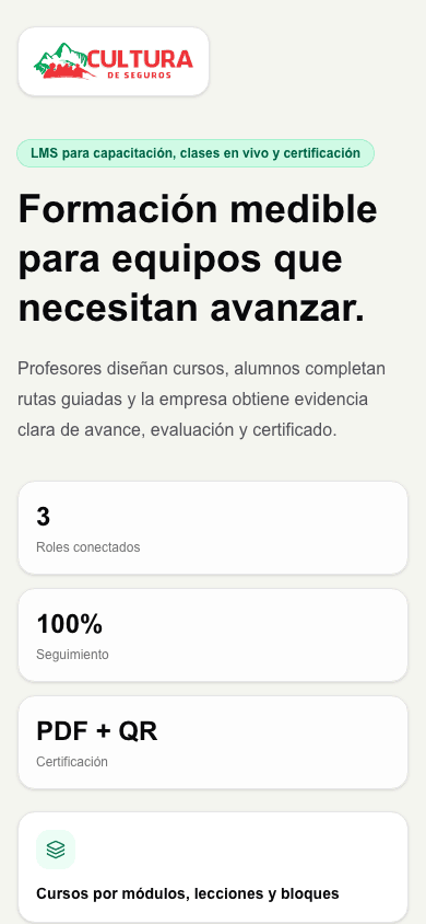 Vista movil de Aprende Learning
